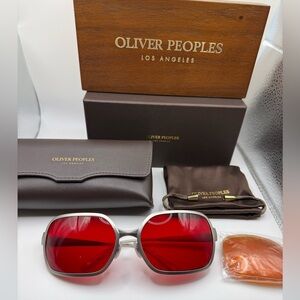 New Oliver Peoples 523 Fight Club Tyler Durden Red NEW OP Brad Pitt Silver Red